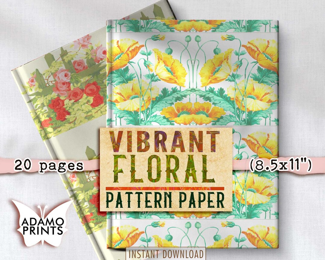 Foral Paper Pattern Vibrant Floral Paper Pattern, Victorian Wallpaper, Digital Paper ...
