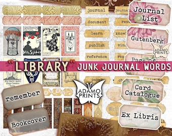 Library & Junk Journal Words, Junk Journaling Word, Digital Inspiration Quotes, Definition, Mixed Media, Scrapbooking, Ephemera Classics