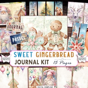 Sweet Gingerbread Junk Journal Kit Vintage Christmas Digital Papers Blank & Lined Journal Holiday Christmas Santa Ephemera Christmas Winter