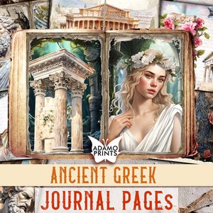 Pages de journal indésirable de la Grèce antique, mythologie, feuilles de collage, kit de journal imprimable grec éphémère, album de scrapbooking dieu antique vintage