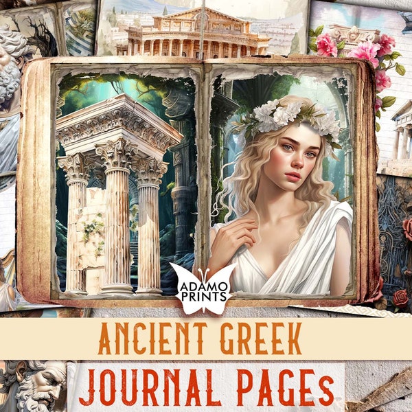 Ancient Greek Junk Journal Pages, Mythology, Collage Sheets, Ephemera Greek Printable Journal Kit, Scrapbook Vintage Ancient God