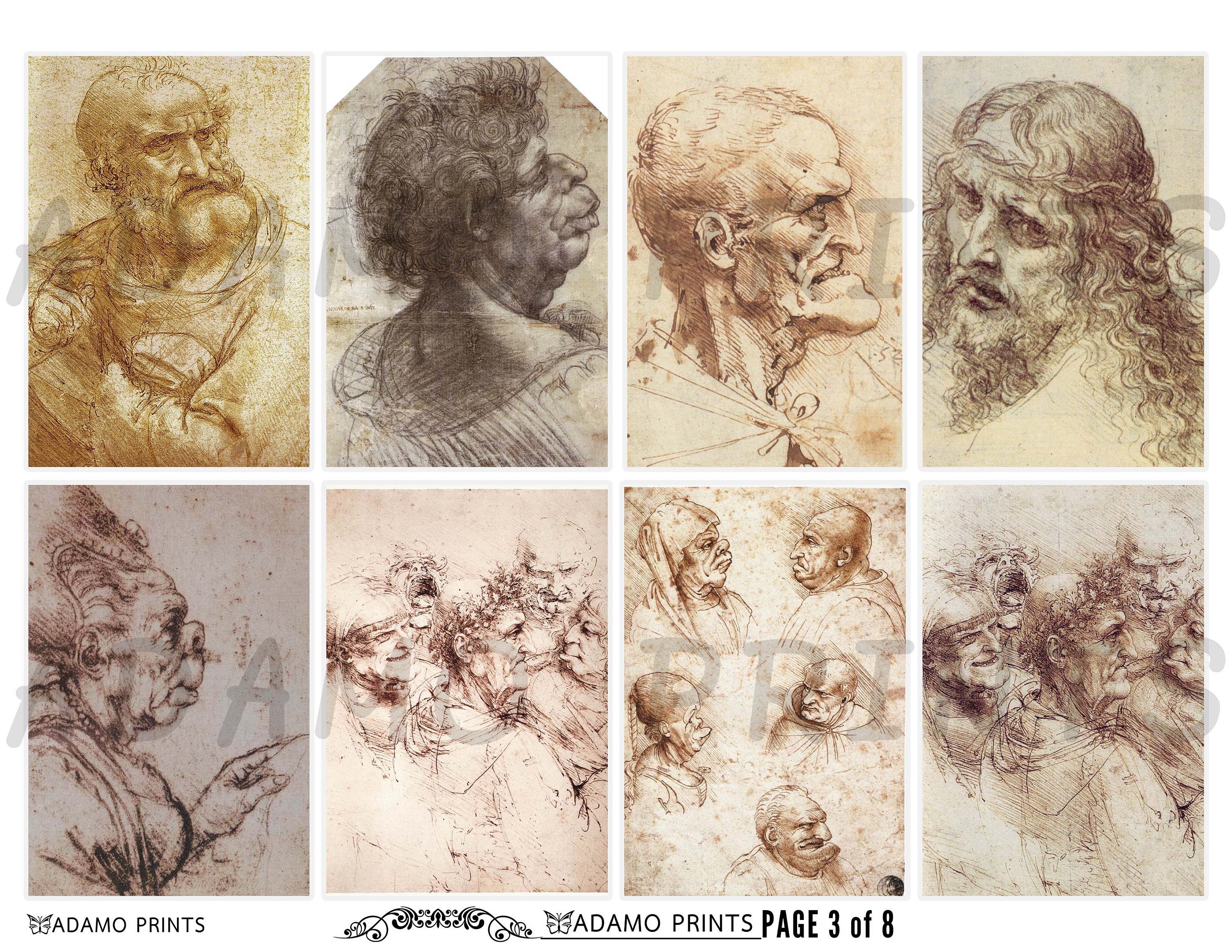 The Sketches of Leonardo Da Vinci Digital Images Ephemera - Etsy UK