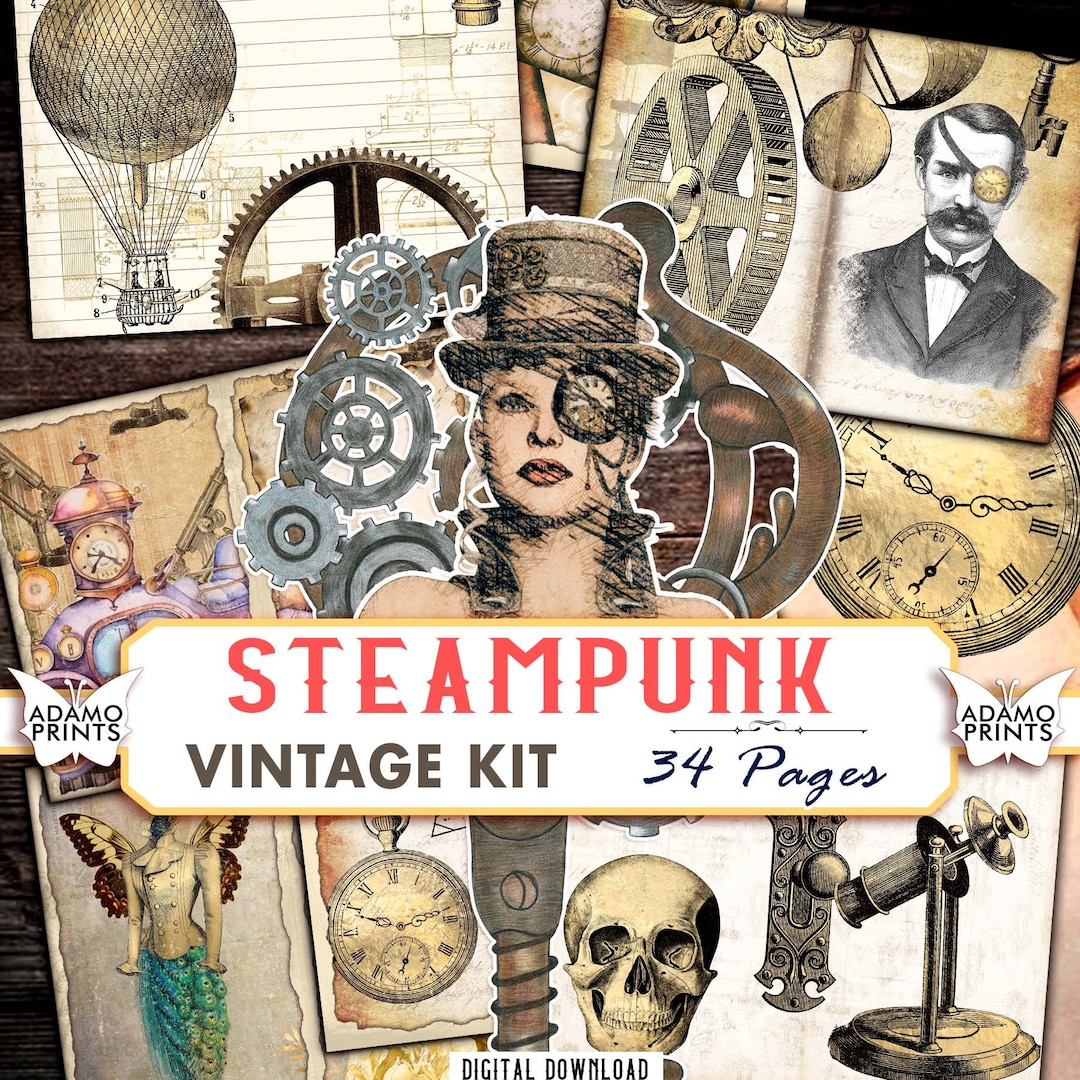 Vintage Steampunk Journal Kit Grunge Journal Pages Industrial Mechanic ...