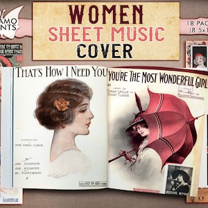 Women Sheet Music Cover, Digital Images, Victorian Art, Digital Print, Vintage Art, Ephemera Classics, Antique Digital Print, Ephemera Art