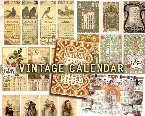 Vintage Calendar, Art Nouveau, Vintage Art, Ephemera Classic