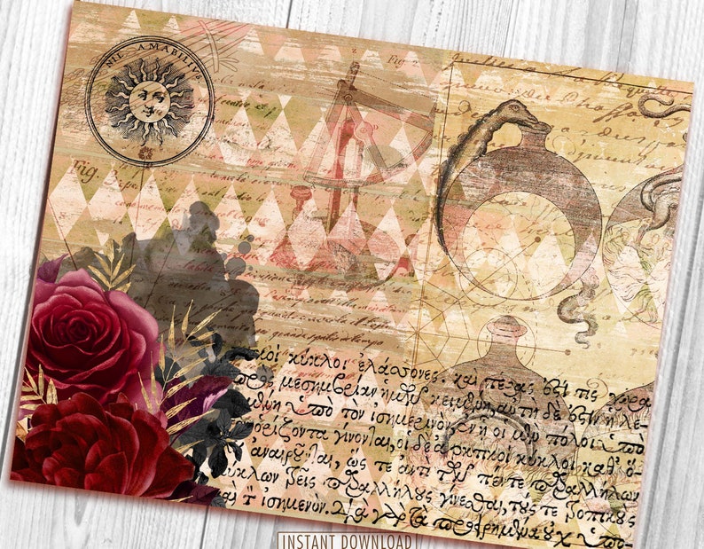 Mystical Dragon Journal Kit, Blank & Lined Page, Magic, Collage Sheets ...