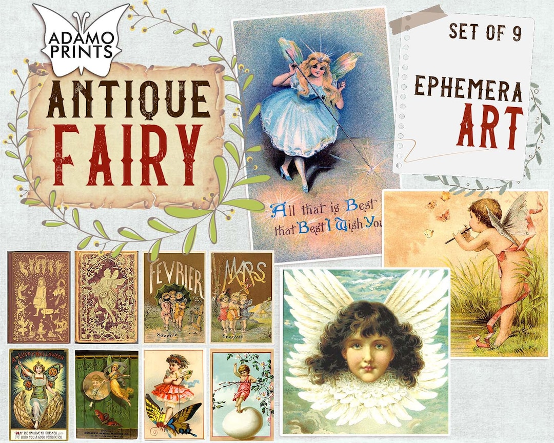 Lot De 3 Fournitures Scrapbooking - Vintage Shabby Chic - Fées, Fleurs, Papillons - Mix