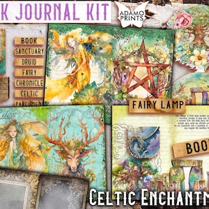 Celtic Enchantment Junk Journal Kit, Blank & Lined, Magic, Mythology, Collage Sheet, Digital Kit, Ephemera, Printable Journal Kit, Scrapbook