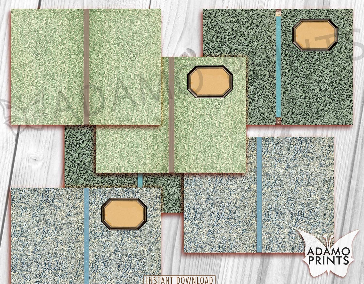 Shabby Green Junk Journal Cover Kit, Collage Ephemera (digital Image ...