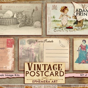 Vintage Postcards, Old Postage Digital, Printable Postcards, ATC, Ephemera Classic, Digital Images, Digital Collage, Vintage Art, Download