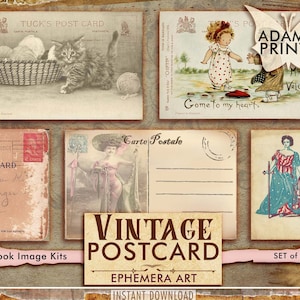 Vintage Postcards, Old Postage Digital, Printable Postcards, ATC, Ephemera Classic, Digital Images, Digital Collage, Vintage Art, Download