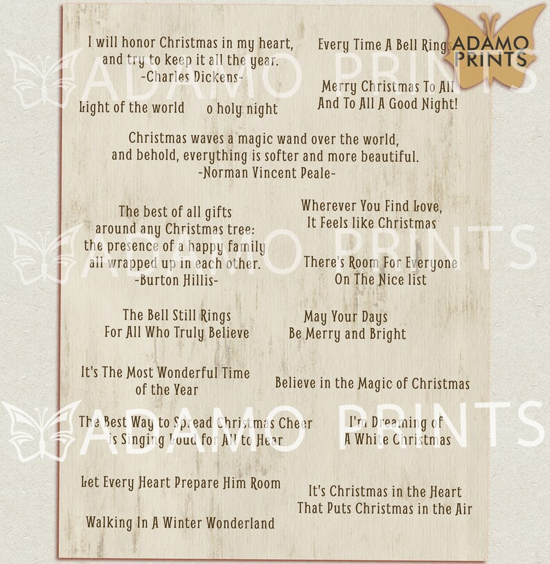 Christmas Phrases & Sayings, Journal Words, Parchment, Mixed Media, Phrases, Embellishment, Collage Sheet, Scrapbooking, Printable, Ephemera image 6