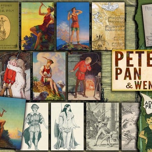 Peter Pan & Wendy, Children Digital Book, Ephemera Classics, Digital Images, Vintage Art, Magic, Children Tale, Digital Collage