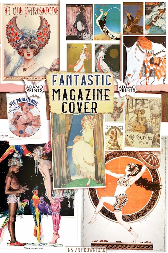 Vintage Magazine Cover Art Ephemera, Collage, Scrapbook (Digital Download)