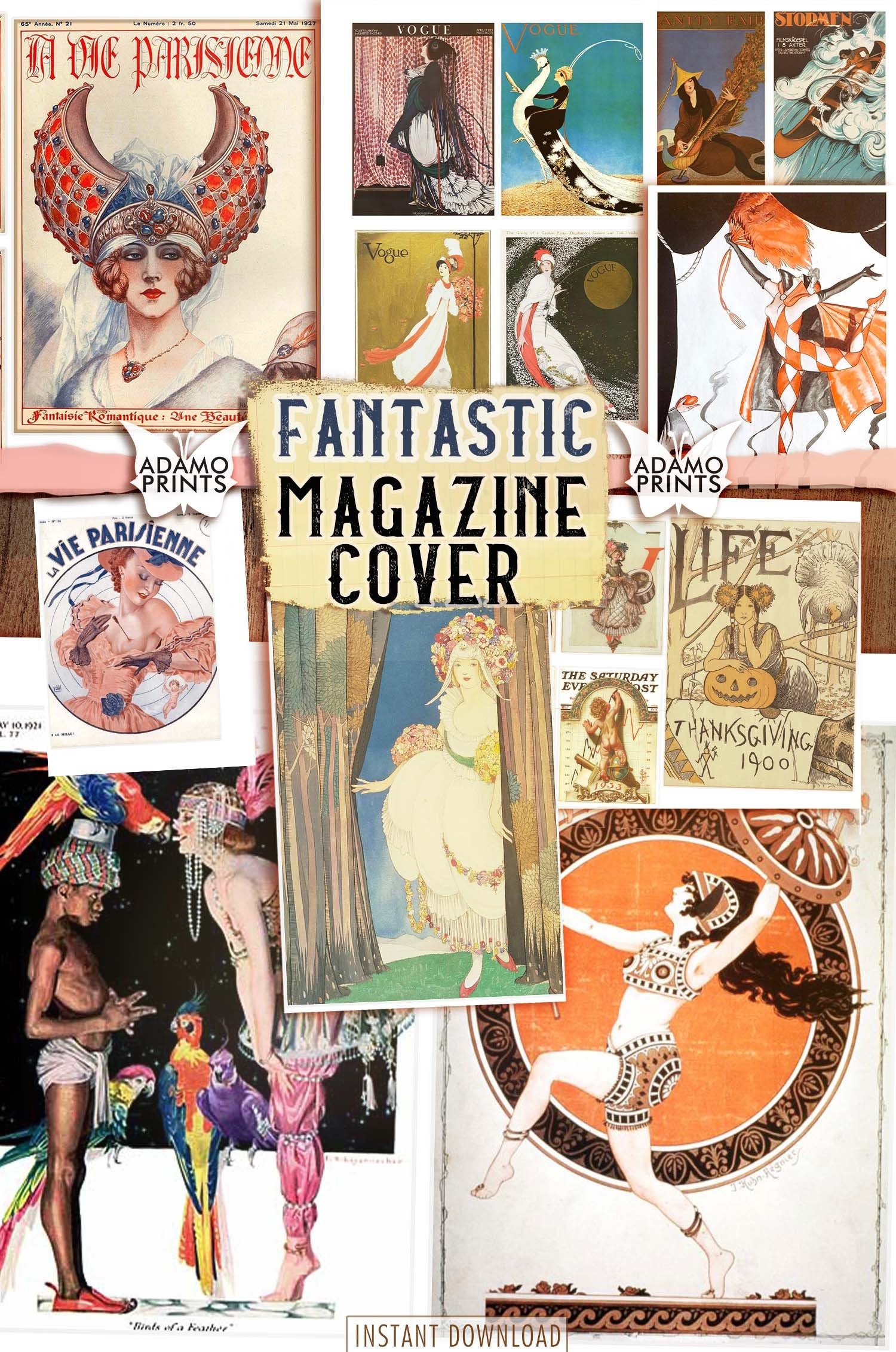 Fantastic Magazine Cover, Magazine Digital, Digital Image, Vintage Art,  Digital Collage, Art Ephemera, Classics, Scrapbook Kit, Journal Page - Etsy