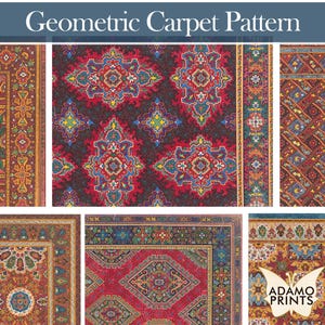 Geometrisches Teppichmuster, Teppich Textilpapier, Vintage Stoff, Junk Journal Kit, Antike Tapete Digitales Papier, Druckbares Hintergrundpapier