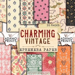 Charming Vintage Paper, Antique Paper for Junk Journal Kit, Digital Printable Paper, Paper Texture, Printable Background, Scrapbook Kit