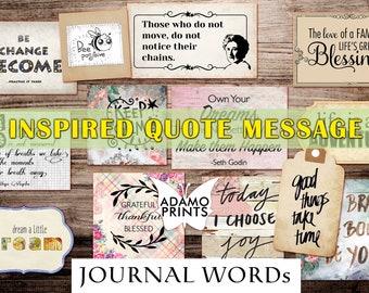 Inspired Quote Message Journal Words, Junk Journal Words, Junk Journal Kit, Definition, Mixed Media, Art Ephemera, Printable Quotes