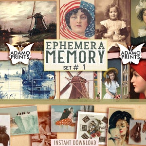 Ephemera Memory Set1, Vintage Photo Digital, Ephemera Classic, Digital Images, Ephemera Printable, Digital Collage, Ephemera Children, ATC