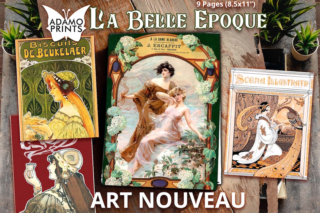 La Belle Époque Art Nouveau Women Prints, Collage Ephemera