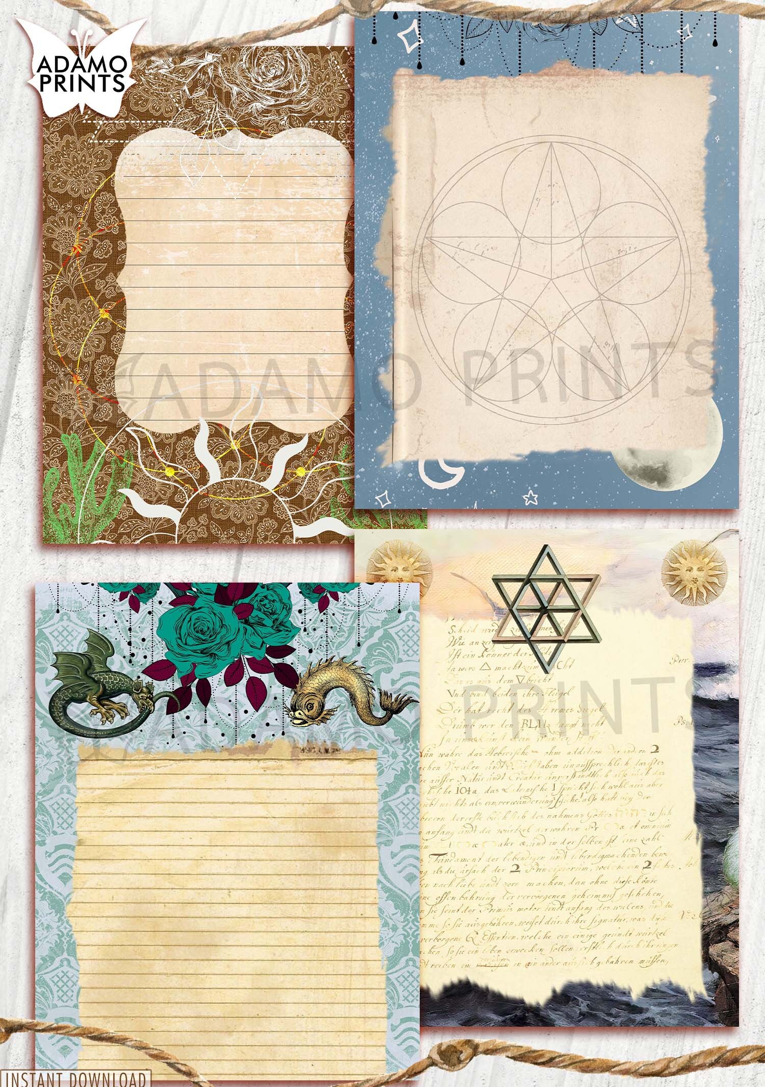 Mystic Celestial Journal Kit, Blank & Lined Page, Collage Sheets