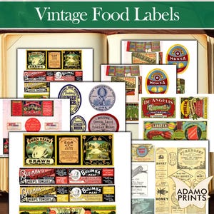Vintage Food Labels, Crate Labels, Color Labels, Digital Collage, Ephemera Classic, Printable Images, Digital Kit, Vintage Art, Shabby Label