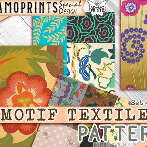 Motief Textielpatroon, Junk Journaling Kit, Papier voor Journal Kit, Wallpaper Digital, Digitaal papier, Afdrukbare achtergrond, Bloem