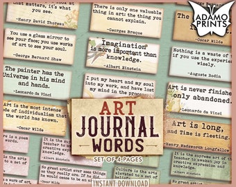 Art Journal Words, Junk Journaling Words, Journal Prompts, Junk Journal, Definition, Mixed Media, Art Ephemera, Printable Quotes