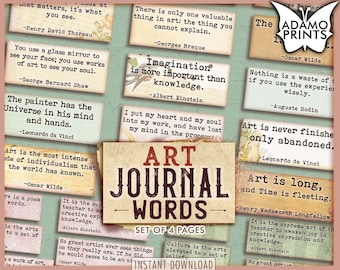 Art Journal Words, Junk Journaling Words, Journal Prompts, Junk Journal, Definition, Mixed Media, Art Ephemera, Printable Quotes