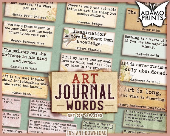 Art Journal Words, Junk Journaling Words, Journal Prompts, Junk Journal, Definition, Mixed Media, Art Ephemera, Printable Quotes