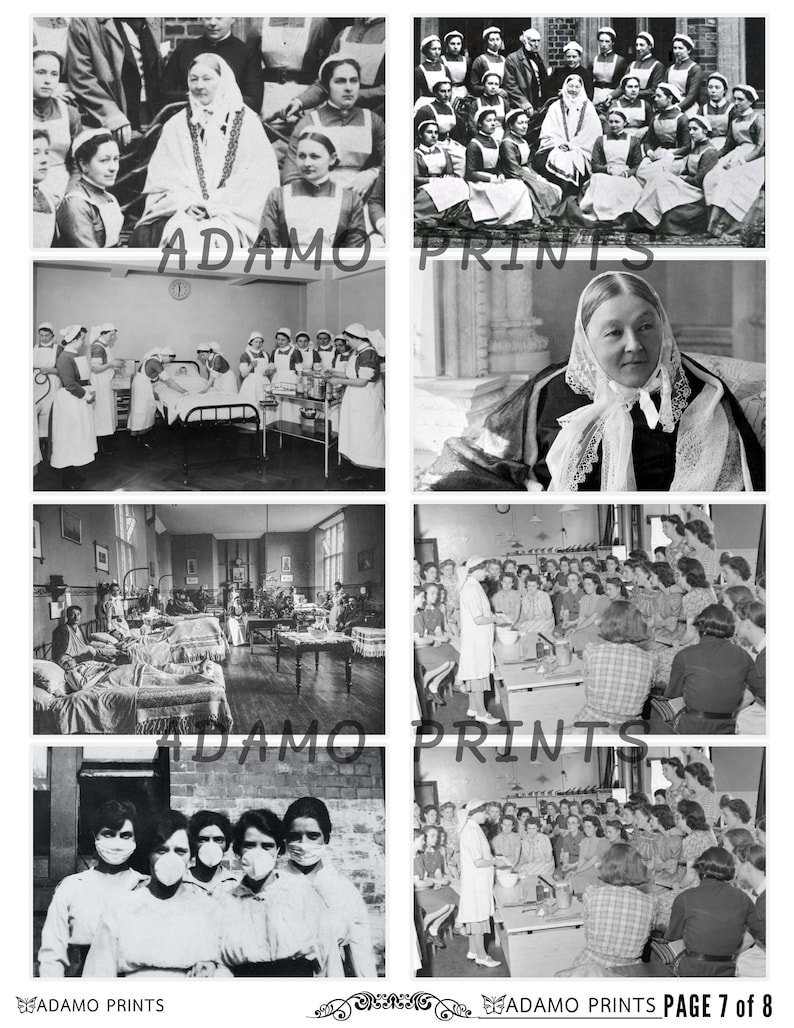 Digital Collage Antique Photo Printable Images Junk Journal Kit Digital Images Vintage Nursing Ephemera Art Scrapbook Kit