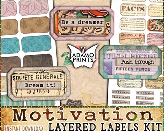 Motivation Label Kit: Junk Journal Ephemera (Digital Download)