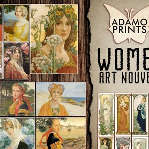 Women Art Nouveau, Digital, Classic, Paintings, Shabby, Vintage Art, Junk Journal, Ephemera Art, Ephemera Classics, Digital Print, Download