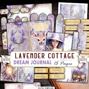 Kit de diario basura de ensueño de Lavender Cottage, página de diario floral, flor efímera, plantas de álbum de recortes imprimibles, kit de diario de naturaleza vintage