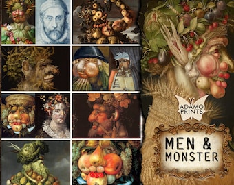 Men And Monster by Giuseppe Arcimboldo, Painting Digital, Ephemera Art, Digital Art, Digital Classic, Digital Collage, Printable Images