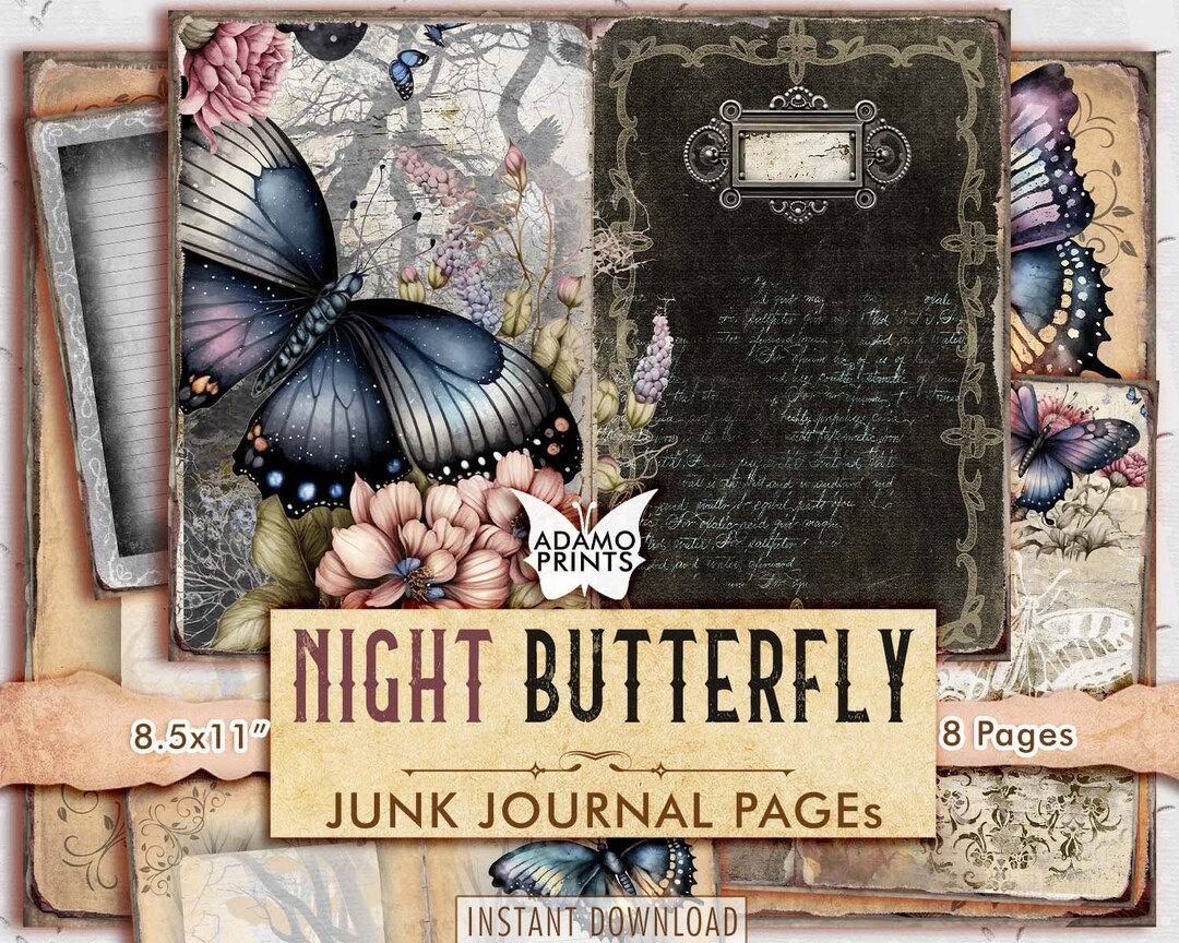 Vintage Butterfly Junk Journal Kit: Shabby Chic Ephemera (digital ...
