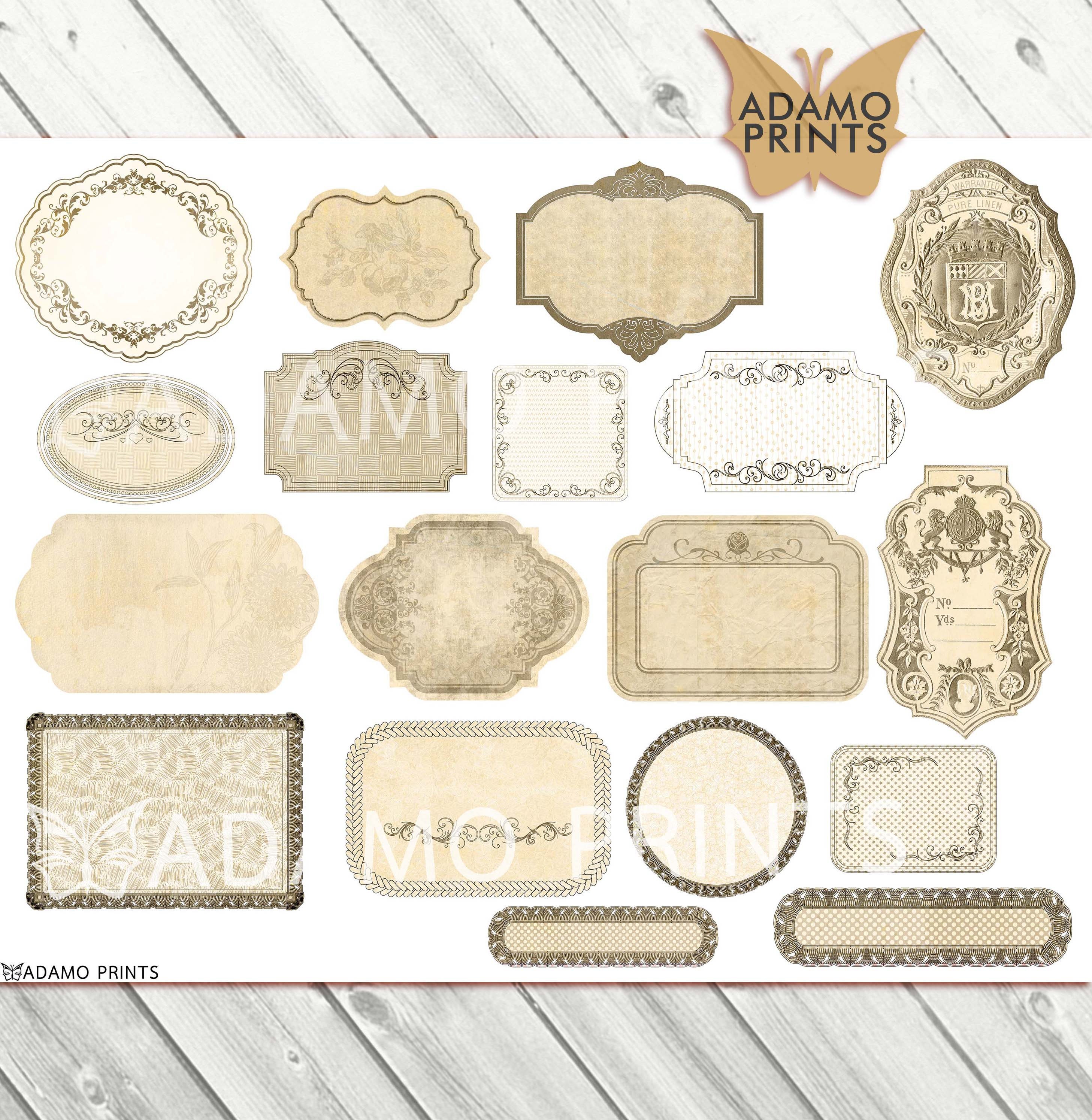 Labels Victorian Style Blank Labels Digital Labels Collage | Etsy