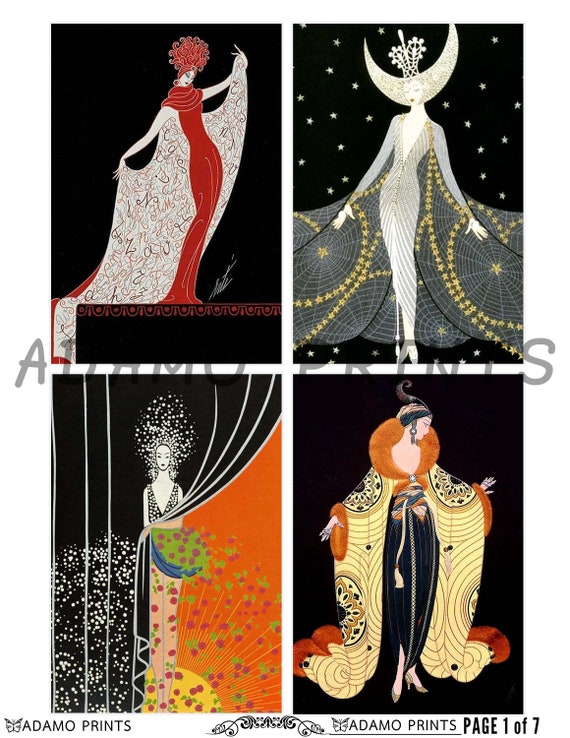 エルテ　ERTE フラワードレス　シルクスクリーン 女性のダンス アート エルテERTE フラワードレスシルクスクリーン 女性のダンス アート
