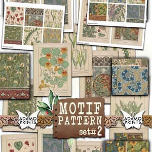 Motivmuster Set2, Boho Digital, Antique Wallpaper Digital, Floral Wallpaper, Papierstruktur, Journal Kit, Printable Hintergrund, Scrapbook