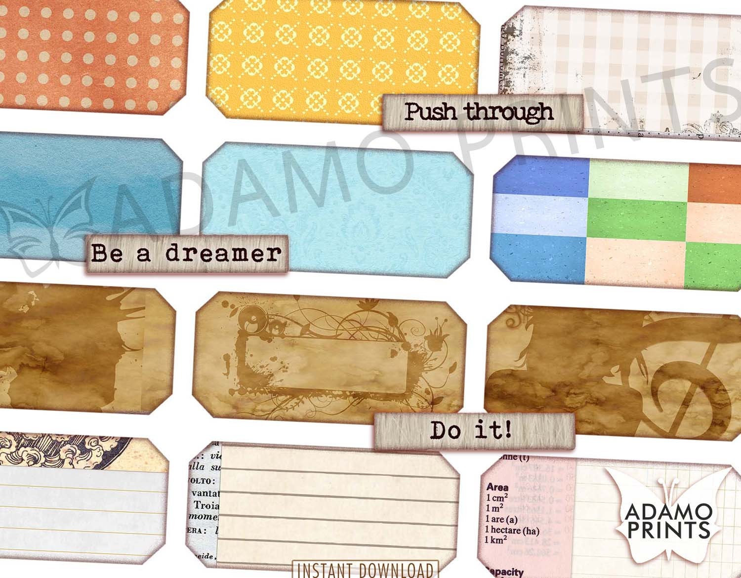 Inspiration Layered Labels Kit, Junk Journaling Kit, Collage Papers ...