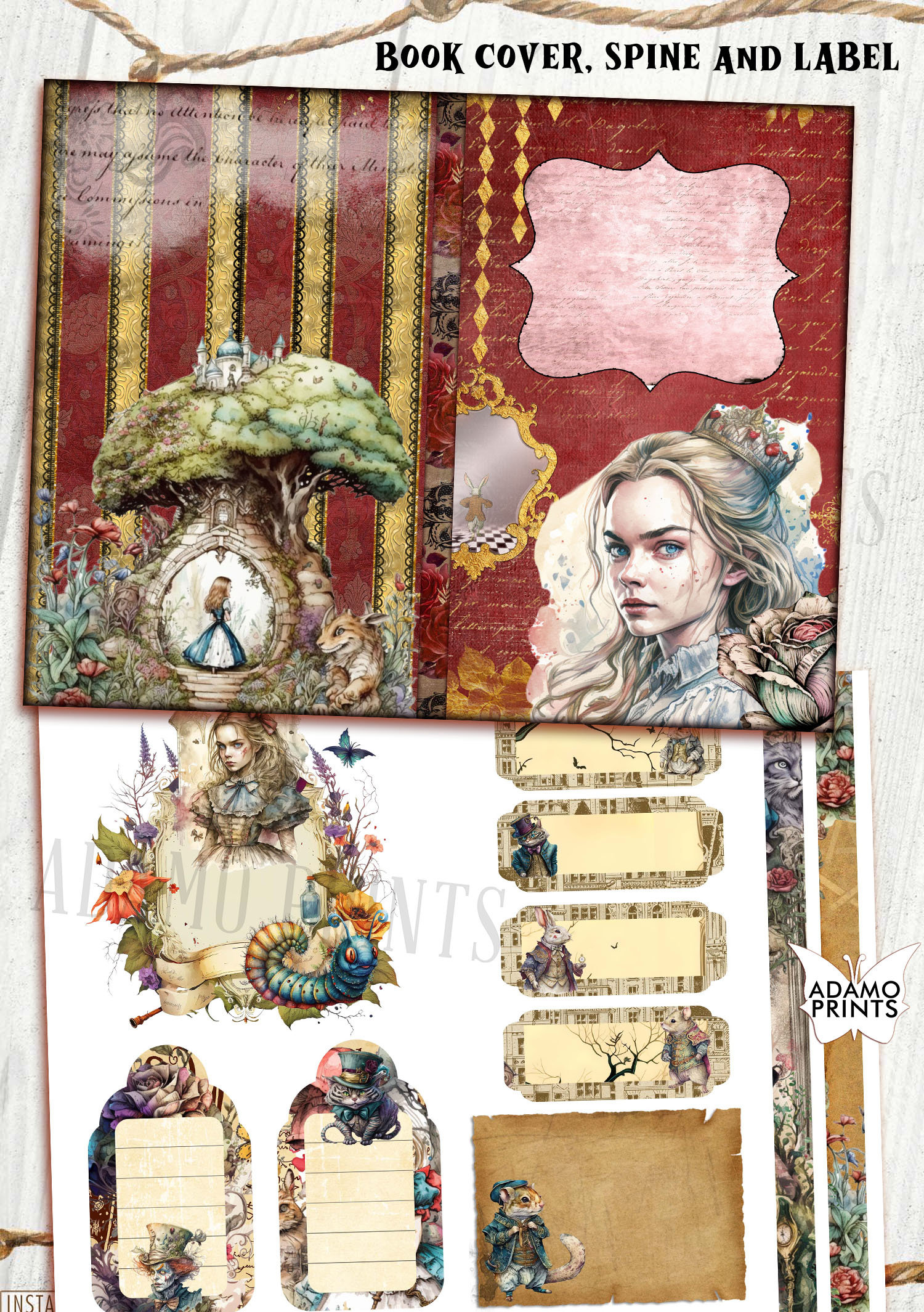 Classic Alice in Wonderland Junk Journal Kit, Alice Journal Pages ...