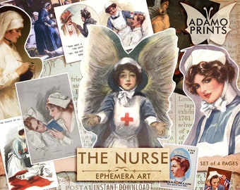 The Nurse, Ephemera Classics, Vintage Art, Printable Images, Digital Collage, Art Ephemera, Digital Images, Scrapbook, Journal Kit