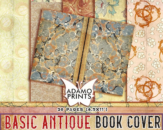 Basic Antique Book Cover, Bookbinding Digital,  Paper for Journal, Digital Image, Embellishment Digital, Ephemera Pack, Journal Kit