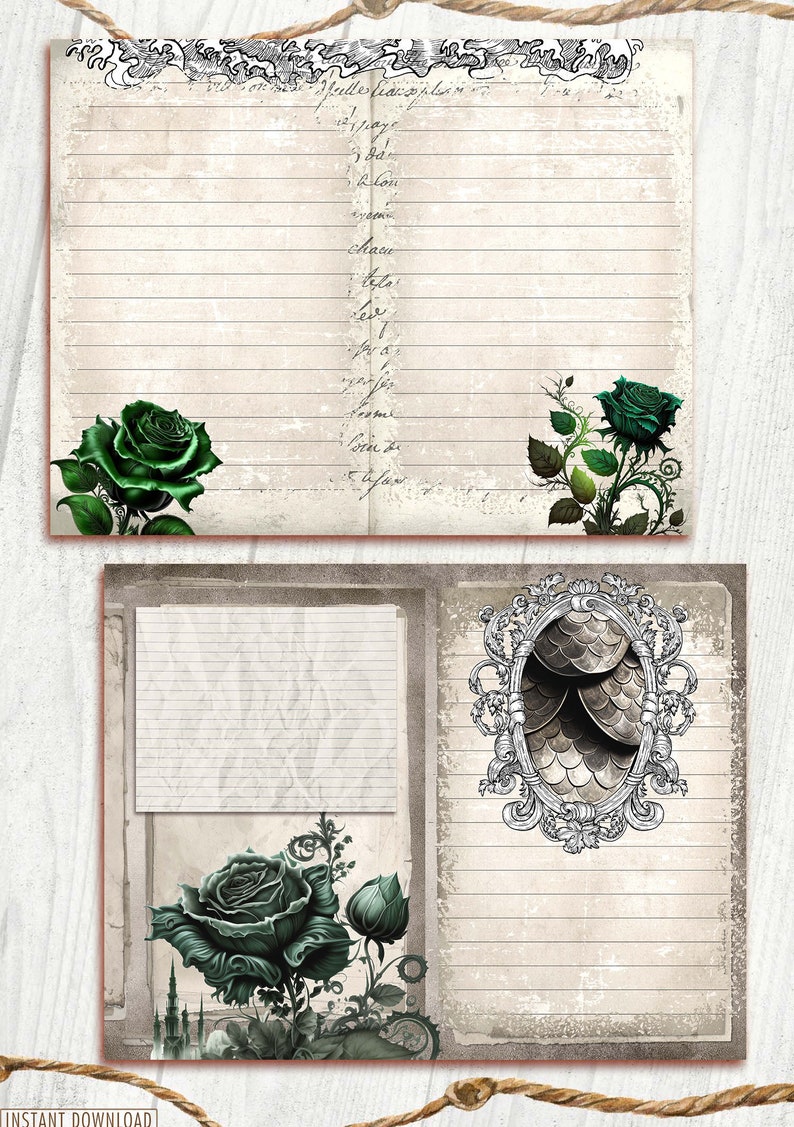 Mystical Dragon Journal Kit, Blank & Lined Page, Magic, Collage Sheets ...