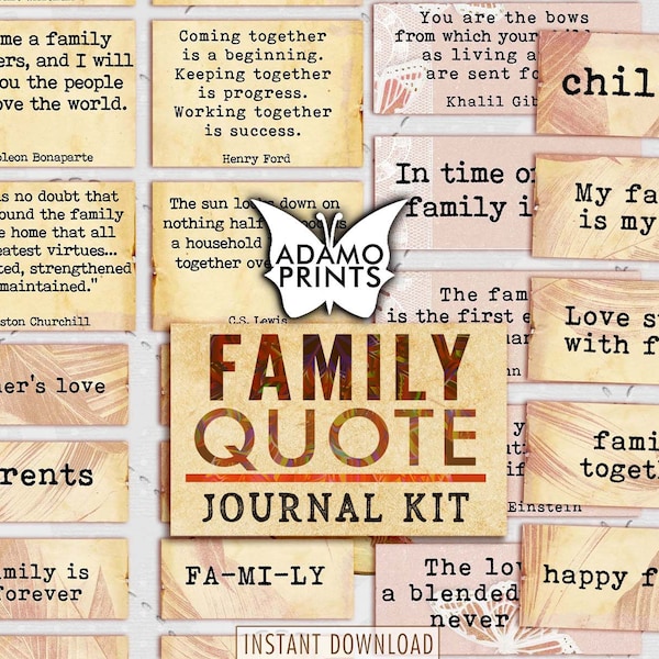 家族の名言ジャンクジャーナルキット：スクラップブッキング用エフェメラ（デジタルダウンロード）