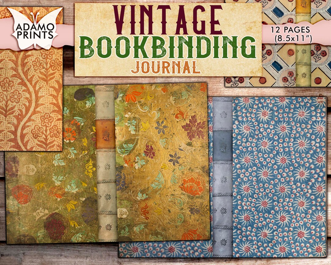 Vintage Bookbinding Journal, Vintage Book Cover, Ephemera Classics, Digital Image, Embellishment
