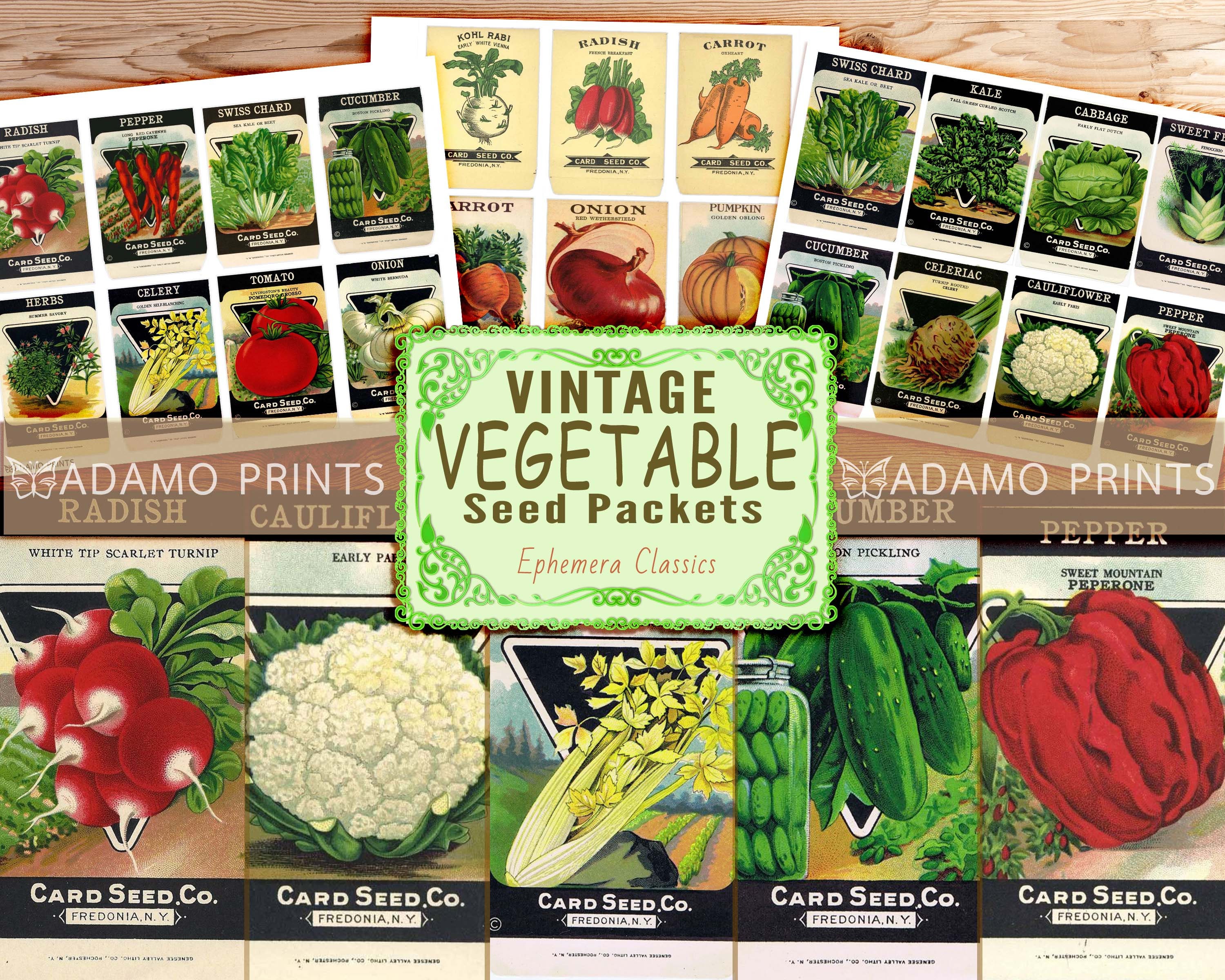 Vintage Vegetable Seed Packets Digital Images ATC Plants Etsy