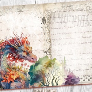 Dark Dragon Book of Shadow Journal Pages, Blank & Lined, Magic Spell ...