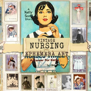 Vintage Nurse, Antique Photo, Ephemera Art, Digital Images, Printable Images, Digital Collage, Scrapbook Kit, Junk Journal Kit