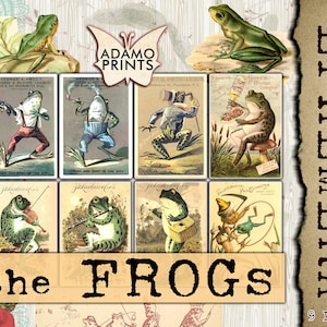 The Frogs, Animal Digital, Cartão Comercial, ATC, Floresta, Imagens Digitais, Ephemera Classic, Scrapbook Animal, Arte Vintage, Enfeite